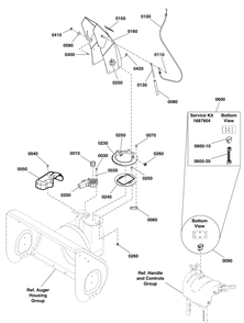 Chute And Rotation Group Diagram and Parts List for 1696156-01-BM1227MD 2014 Briggs and Stratton Snow Blower